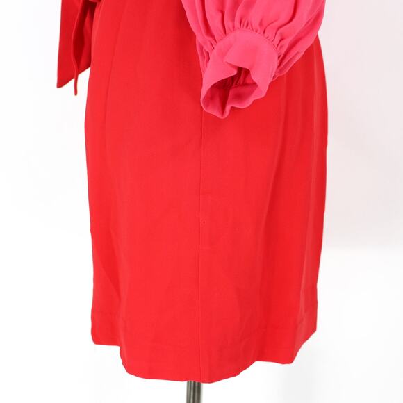 Reiss Valentina Color Clash Mini Dress Pink Red Open Back Belted Tie Waist NEW 4 - Picture 5 of 8